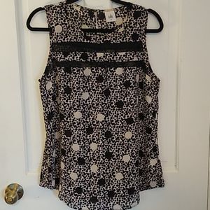 CAbi Jot Polka Dot Sleeveless Top Size Small